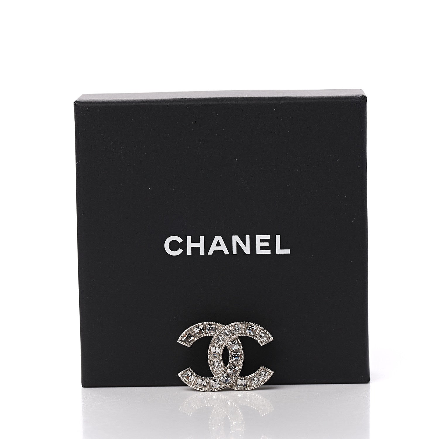 Chanel Baguette Crystal CC Small Brooch Silver 4 of 4