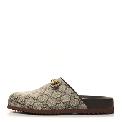 Gucci GG Supreme Monogram Miro Soft Calfskin Womens Horsebit Slippers 38.5 Beige Ebony New Acero 1 of 9