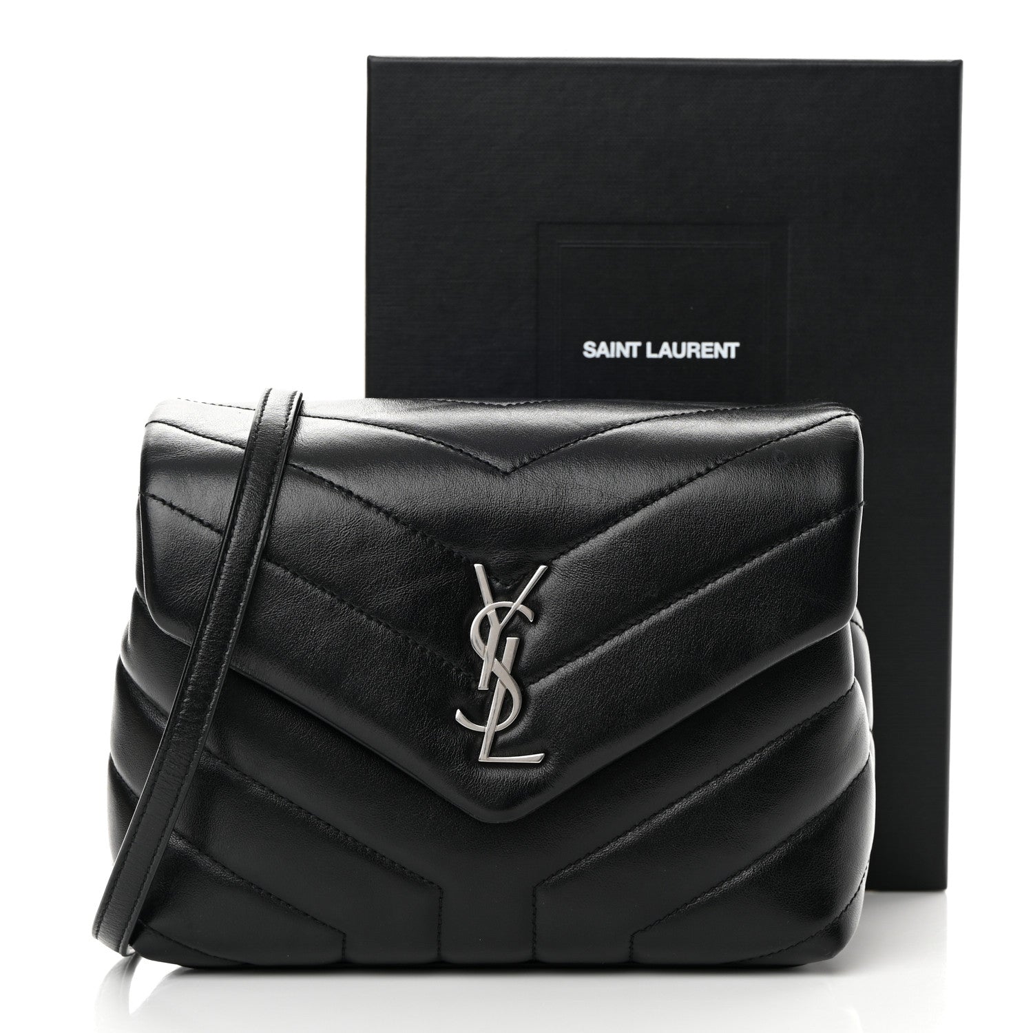 Saint Laurent Calfskin Y Quilted Monogram Toy Loulou Crossbody Bag Black 16 of 16