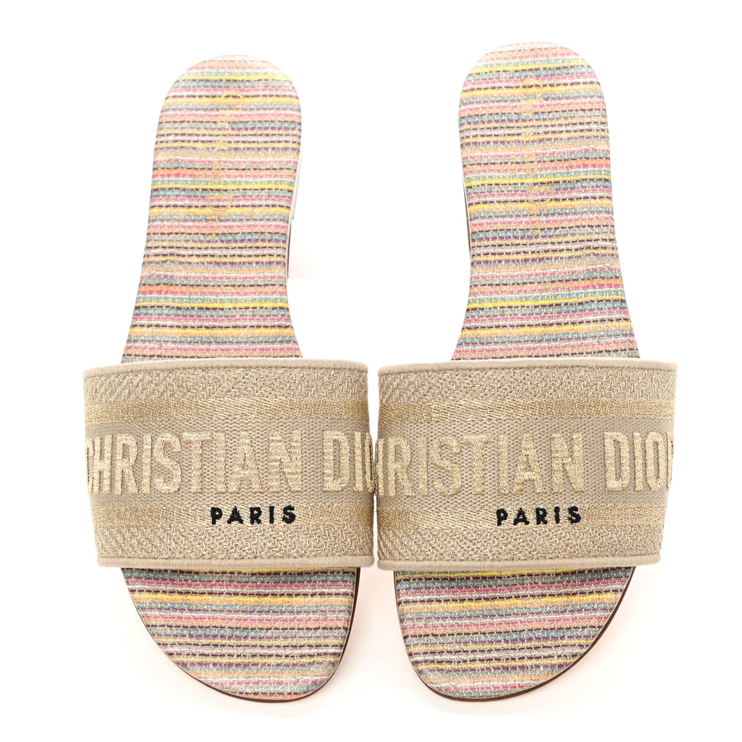 Lurex Romance Embroidered Dway Mules Slide Sandals 36.5 Metal Multicolor