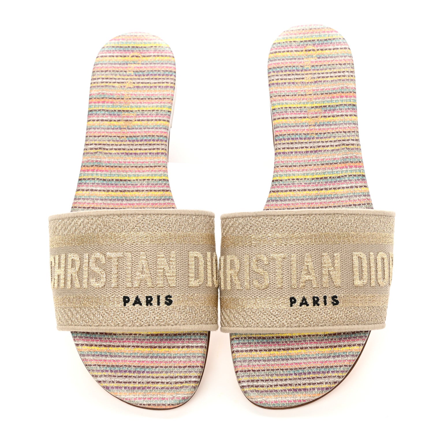 Christian Dior Lurex Romance Embroidered Dway Mules Slide Sandals 36.5 Metal Multicolor 9 of 10