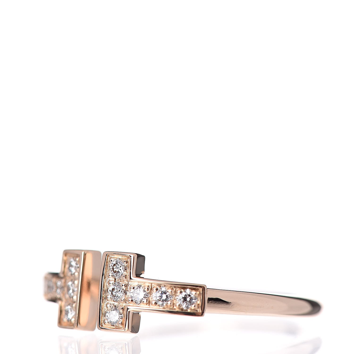 Tiffany 18K Rose Gold Diamond T Wire Ring 53 6.5 3 of 6