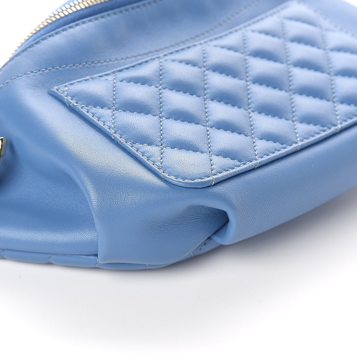Lambskin Quilted Bi Waist Bag Fanny Pack Blue