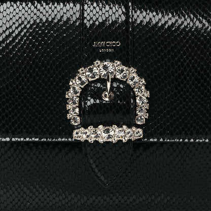 Jimmy Choo Lizard Calfskin Embossed Cheri Top Handle Bag Black 7 of 9