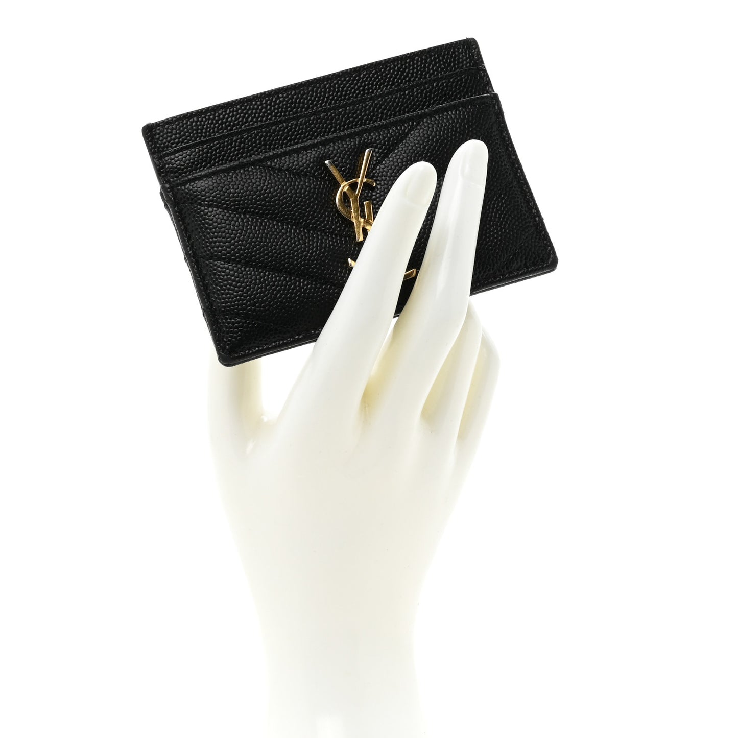 Grain De Poudre Matelasse Chevron Monogram Credit Card Case Black