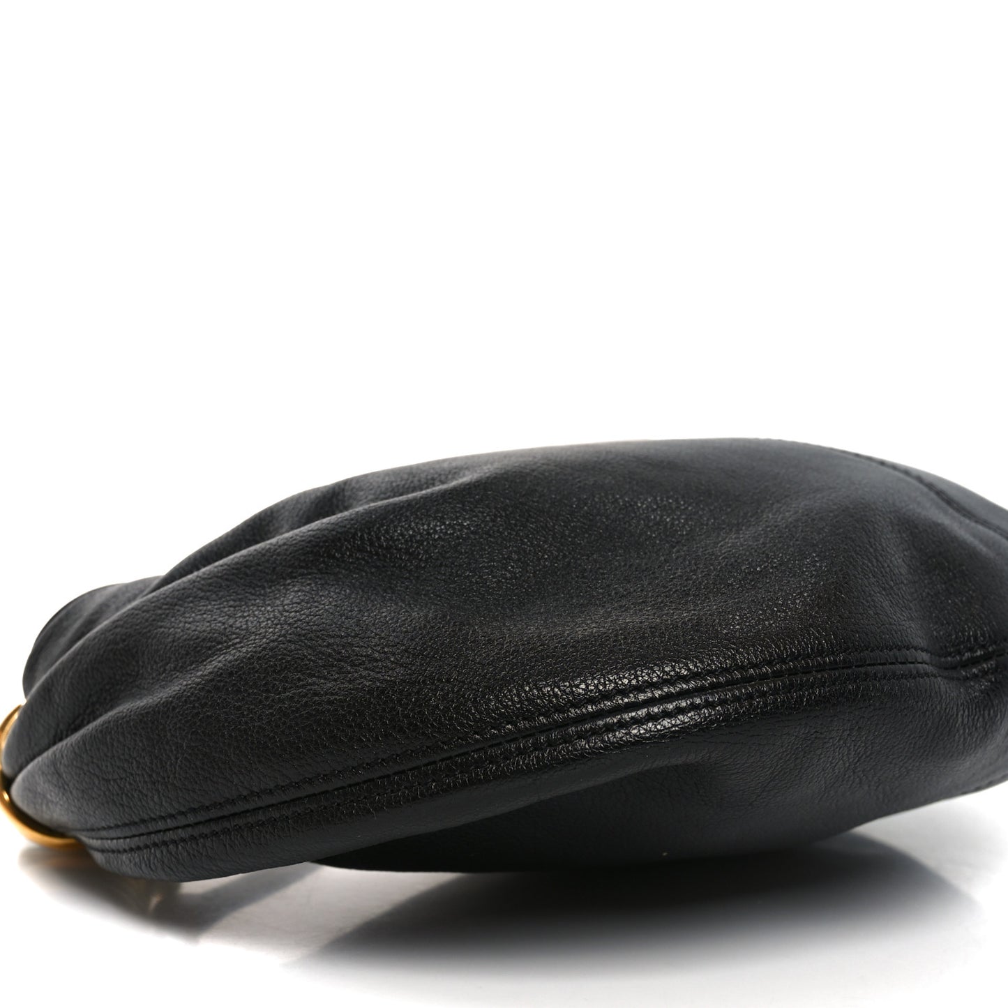 Grained Buffalo Small Bracelet Hobo Bag Black