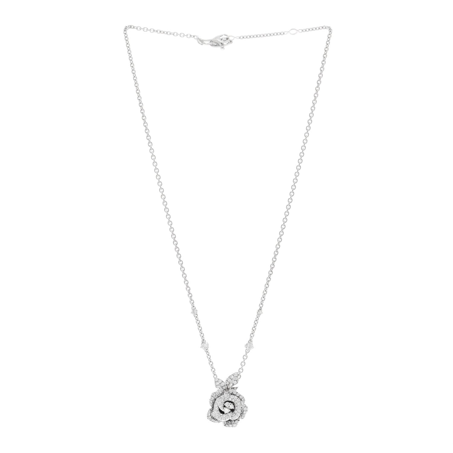 Christian Dior 18K White Gold Diamond Medium Rose Dior Bagatelle Necklace 3 of 6