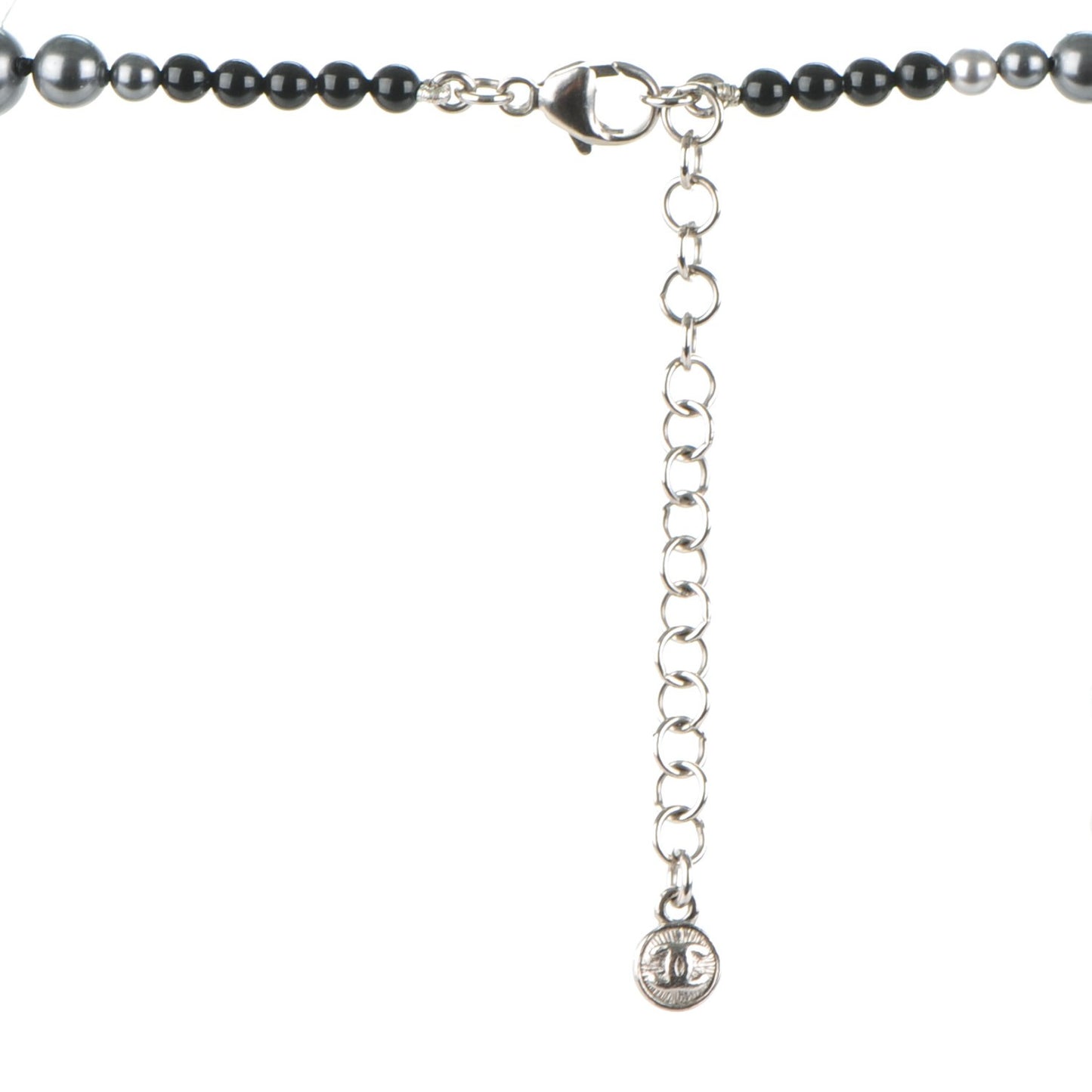 Ruthenium Graduated Bead CC Long Necklace Black Grey