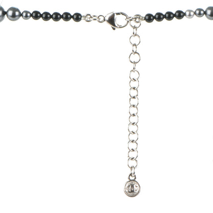 Chanel Ruthenium Graduated Bead CC Long Necklace Black Grey 4 of 5