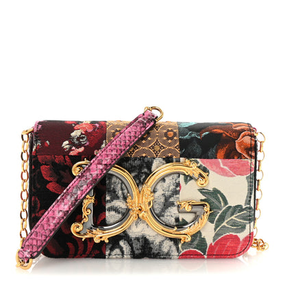 Dolce & Gabbana Patchwork Snakeskin Brocade DG Girls Chain Shoulder Bag Multicolor 1 of 9