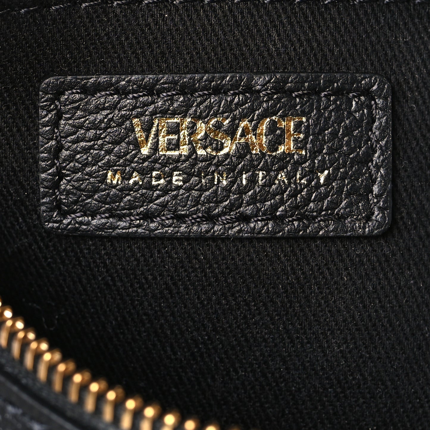 Grained Calfskin Mini La Medusa Disco Round Crossbody Bag Black