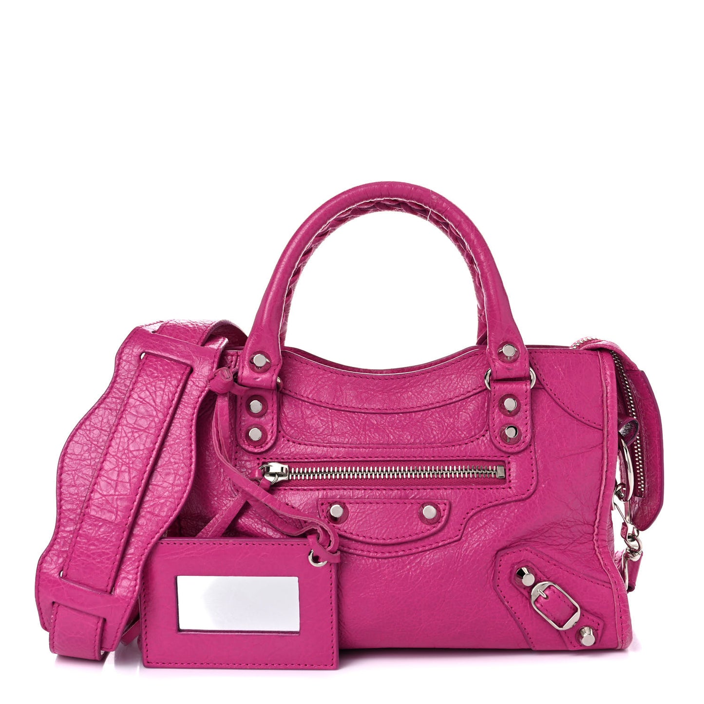 Agneau Classic Silver Hardware Mini City Rose Magenta