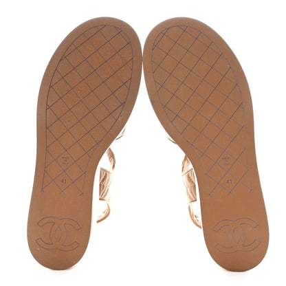 Chanel Lambskin Quilted CC Platform Sandals 41 Beige 5 of 14