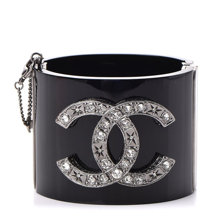 Chanel Resin Crystal CC Cuff Black 1 of 6