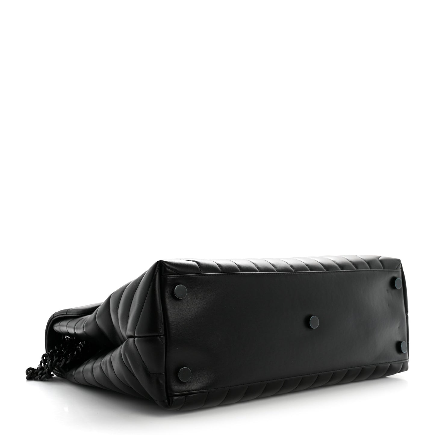 Calfskin Y Quilted Monogram Monochrome Large Loulou Chain Satchel Black
