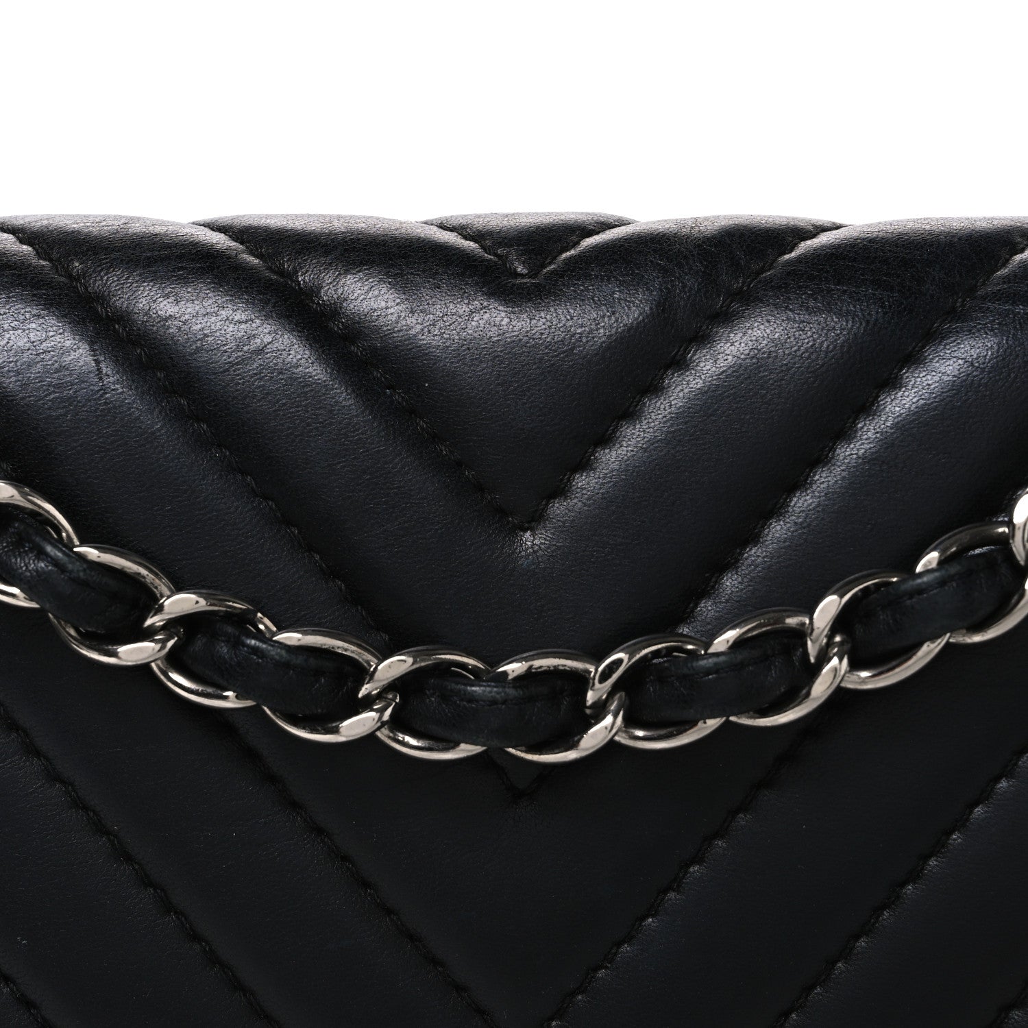 Chanel Lambskin Surpique Chevron Large Single Flap Black 8 of 10