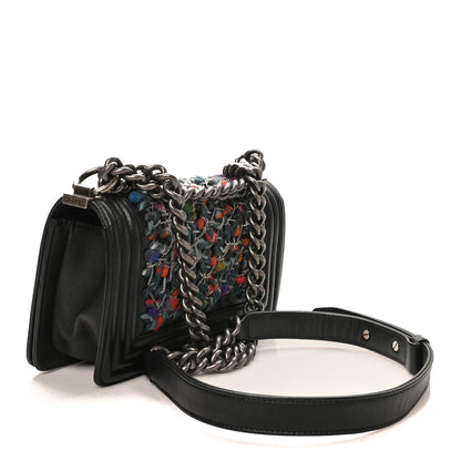 Chanel Calfskin Tweed Chain Small Boy Flap Black 3 of 10