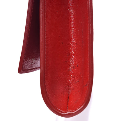 Saint Laurent Textured Patent Monogram Large Belle De Jour Clutch Red 11 of 12