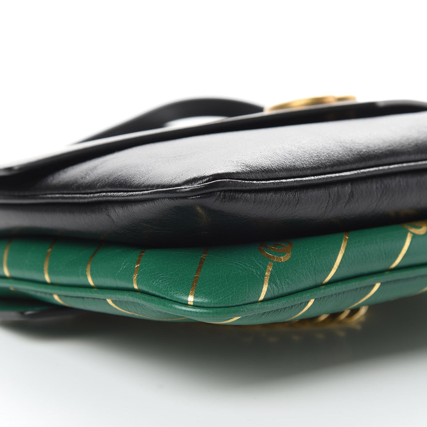 Calfskin Diagonal GG Medium Thiara Double Envelope Shoulder Bag Emerald Green Black