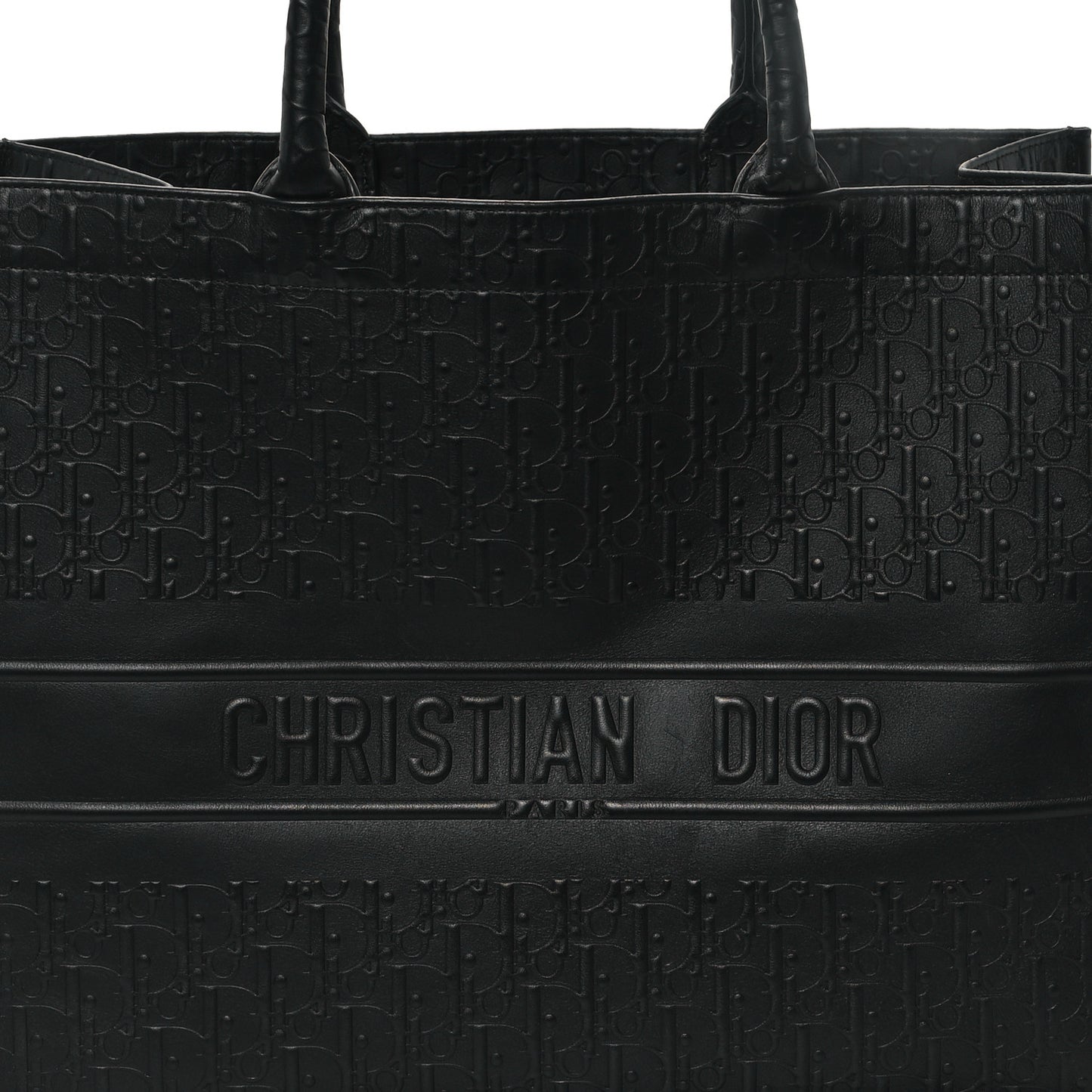Oblique Calfskin Embossed Medium Book Tote Black