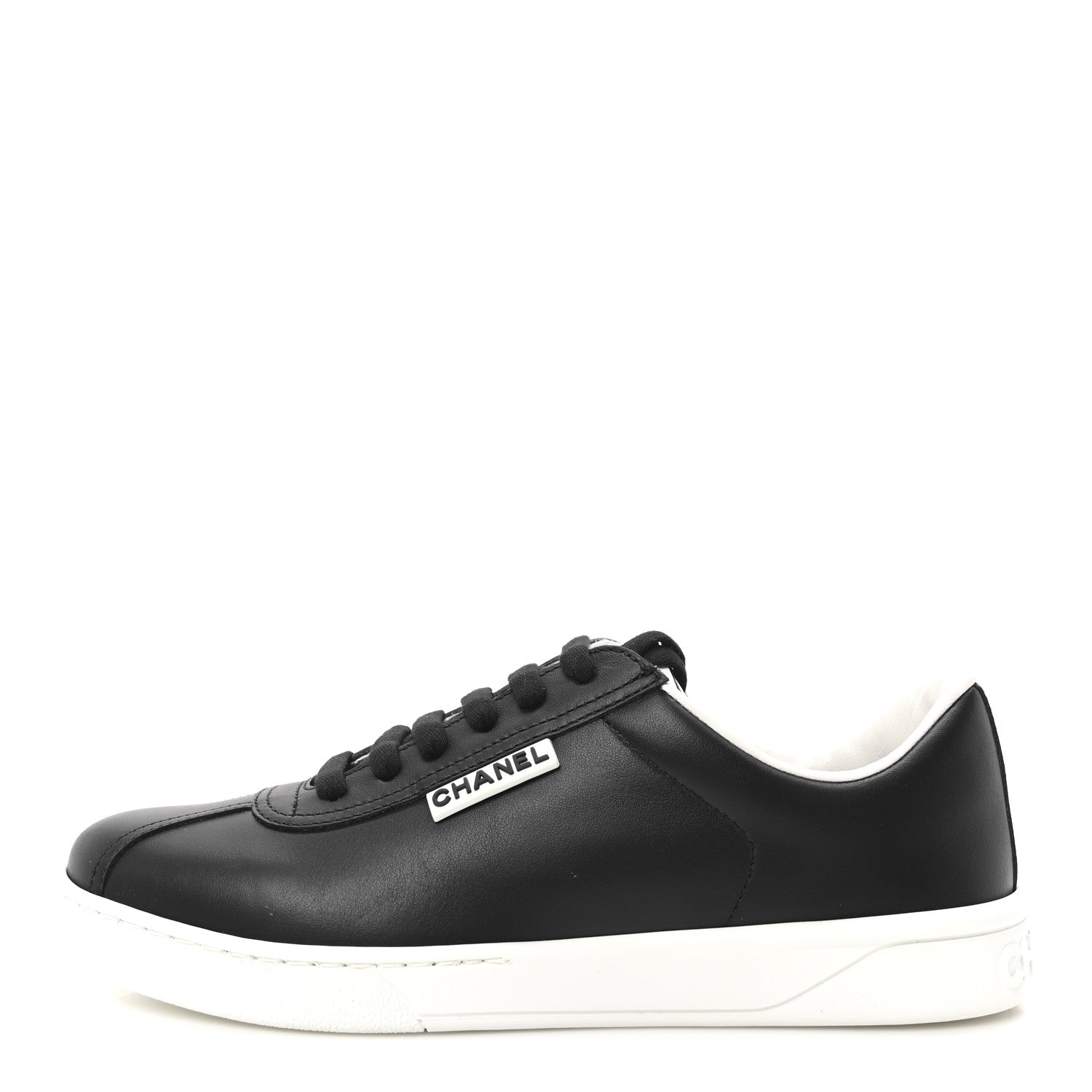 Chanel Calfskin CC Uniform Womens Sneakers 36.5 Black 1 of 9