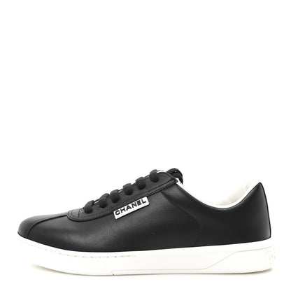 Chanel Calfskin CC Uniform Womens Sneakers 36.5 Black 1 of 9