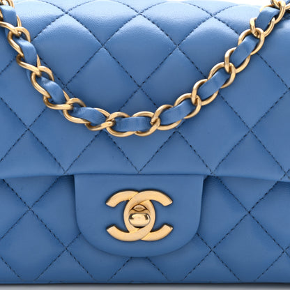 Chanel Lambskin Quilted Mini Rectangular Flap Blue 8 of 11