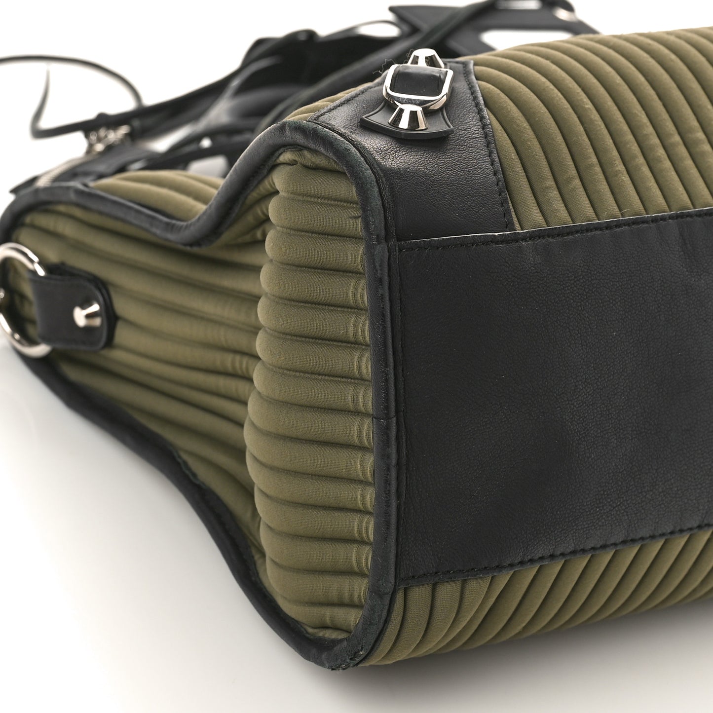 Ribbed Neoprene Classic Silver Hardware City Khaki Black
