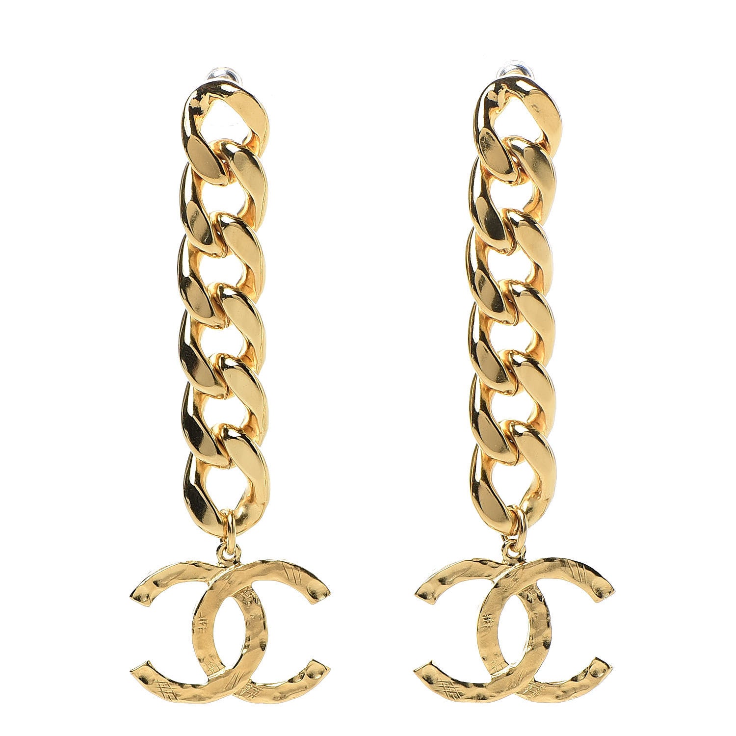 Chanel Metal CC Pick Drop Earrings Gold 1 of 5