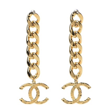 Chanel Metal CC Pick Drop Earrings Gold 1 of 5