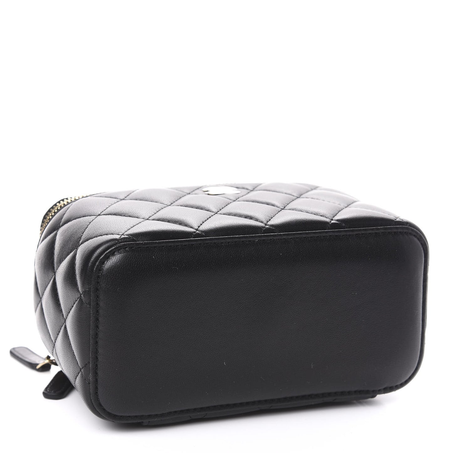 Lambskin Quilted Small Vanity Case With Chain Black