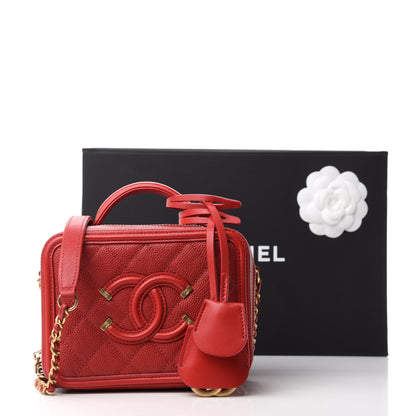 Chanel Caviar Quilted Small CC Filigree Vanity Case Red 11 of 11