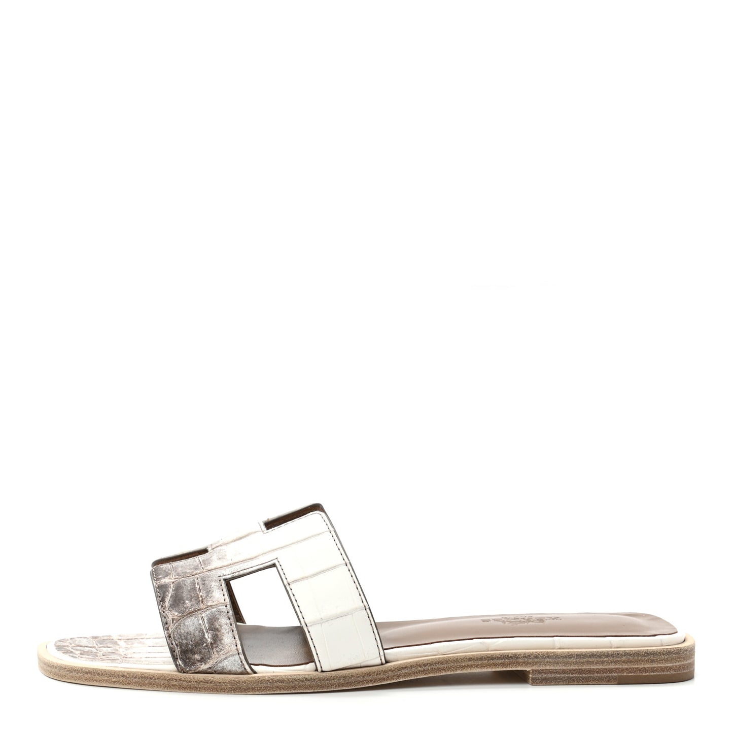 Matte Niloticus Crocodile Himalaya Oran Sandals 36 Blanc