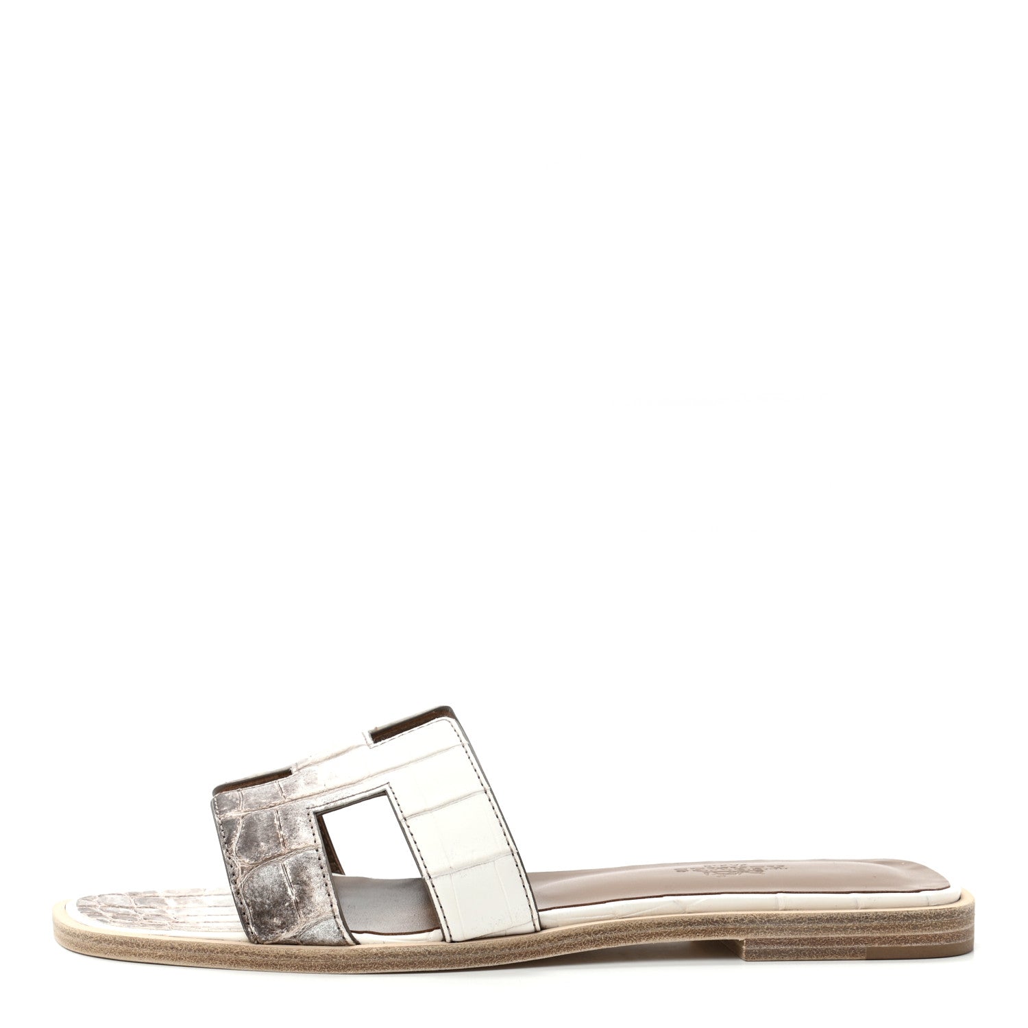 Hermes Matte Niloticus Crocodile Himalaya Oran Sandals 36 Blanc 1 of 8