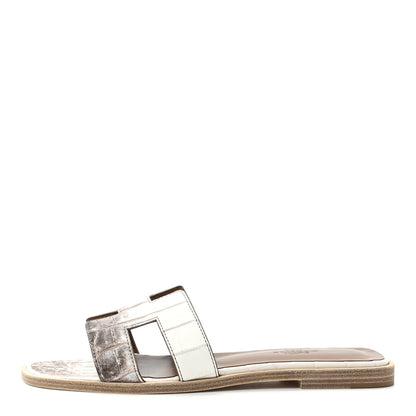 Hermes Matte Niloticus Crocodile Himalaya Oran Sandals 36 Blanc 1 of 8