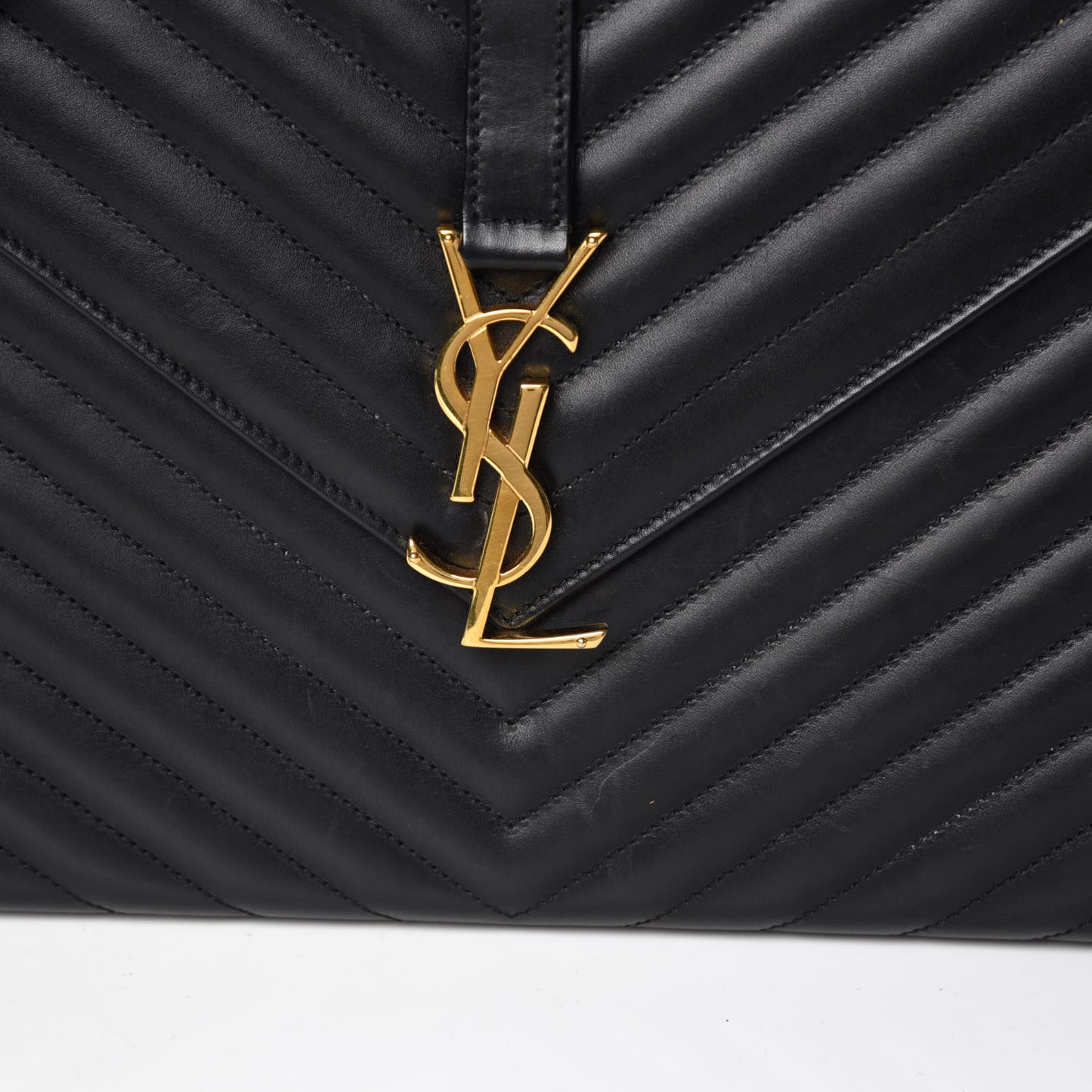 Smooth Calfskin Matelasse Chevron Large Monogram Satchel Black