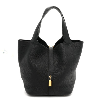Hermes Taurillon Clemence Picotin Lock 22 MM Black 1 of 11