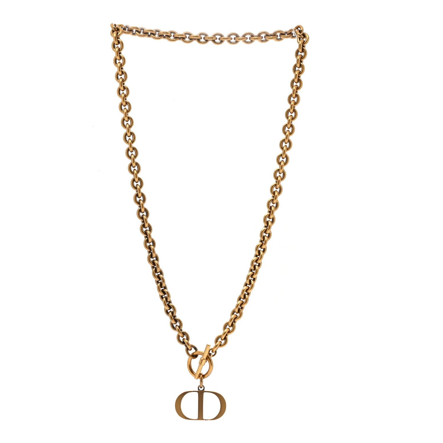 Christian Dior Metal Logo Necklace Gold 3 of 5