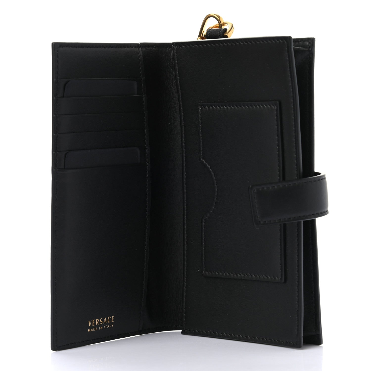 Versace Vitello Virtus Iphone Wristlet Wallet Black 5 of 6