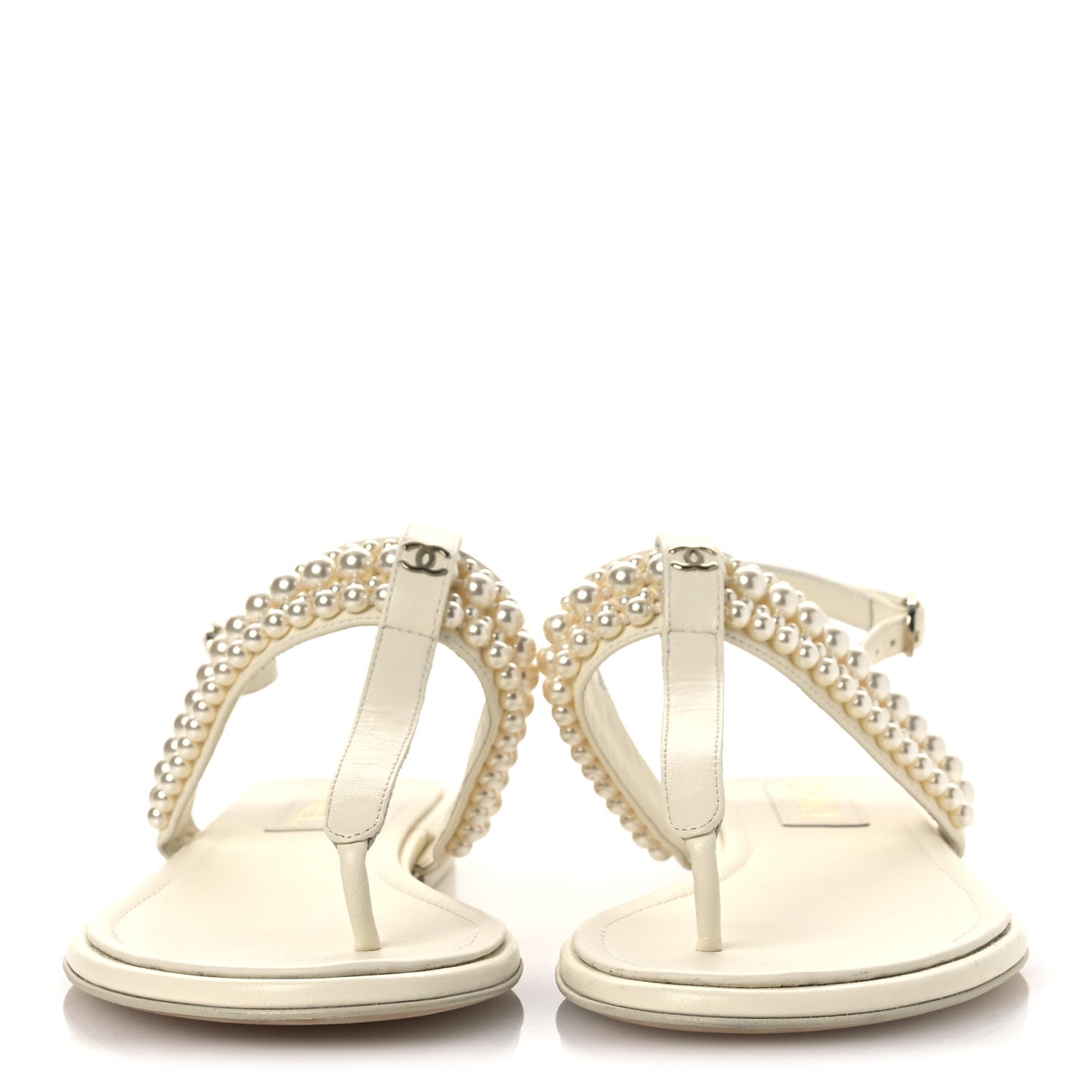 Lambskin Pearl Mini CC Thong Sandals 38 White