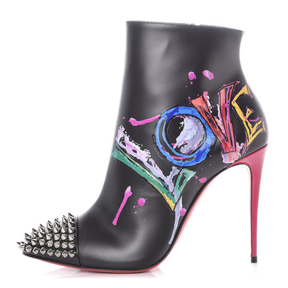 Christian Louboutin Calfskin Patent Love Is A Boot 100 Booties 40 Black 1 of 9