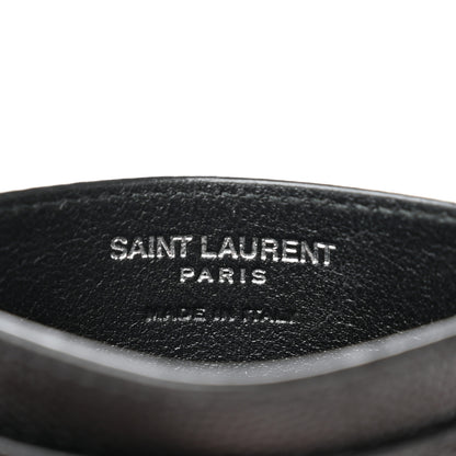 Saint Laurent Grain De Poudre Matelasse Chevron Monogram Credit Card Case Black 6 of 7