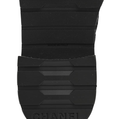 Chanel Shiny Calfskin Quilted Lace Up Combat Boots 38.5 Black 8 of 10