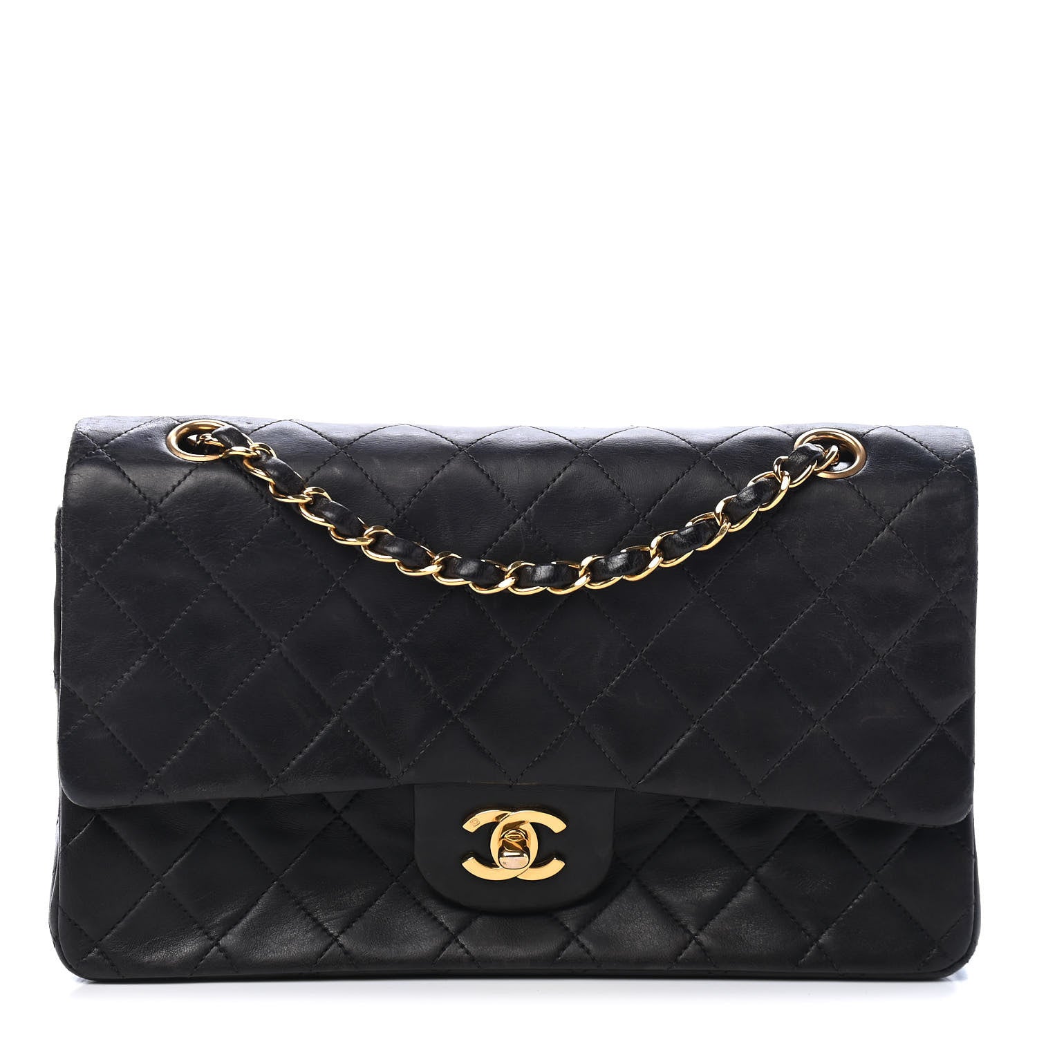 Chanel Lambskin Quilted Medium Double Flap Black 1 of 9