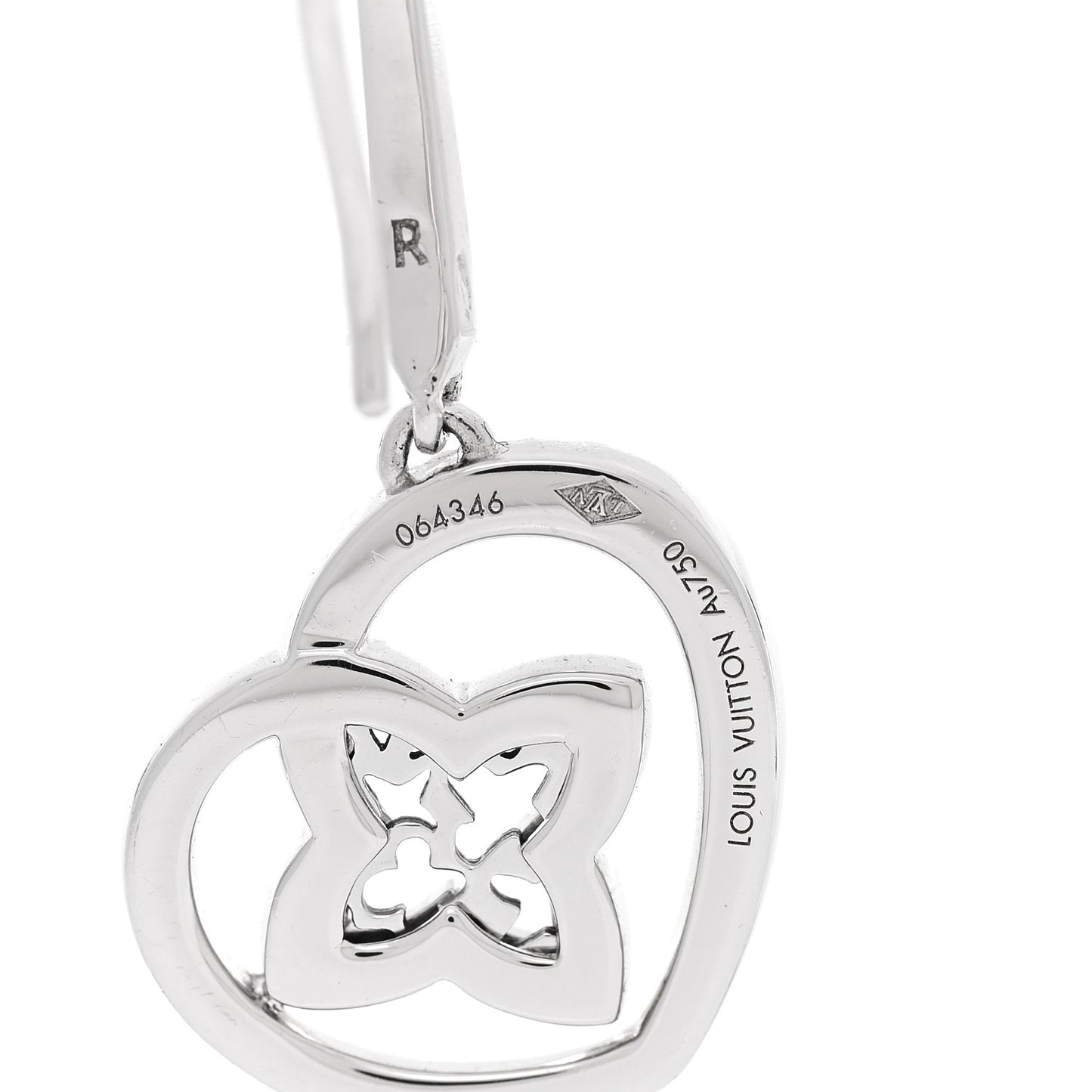18K White Gold Diamond Small Coeur Heart Drop Earrings