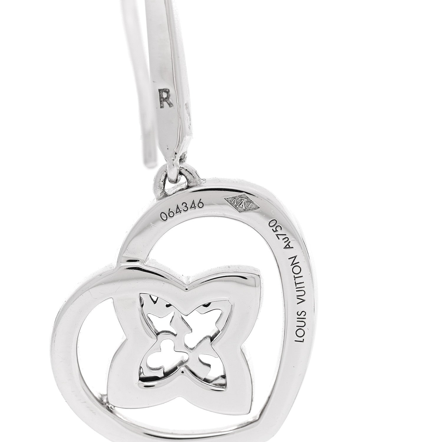 Louis Vuitton 18K White Gold Diamond Small Coeur Heart Drop Earrings 4 of 5