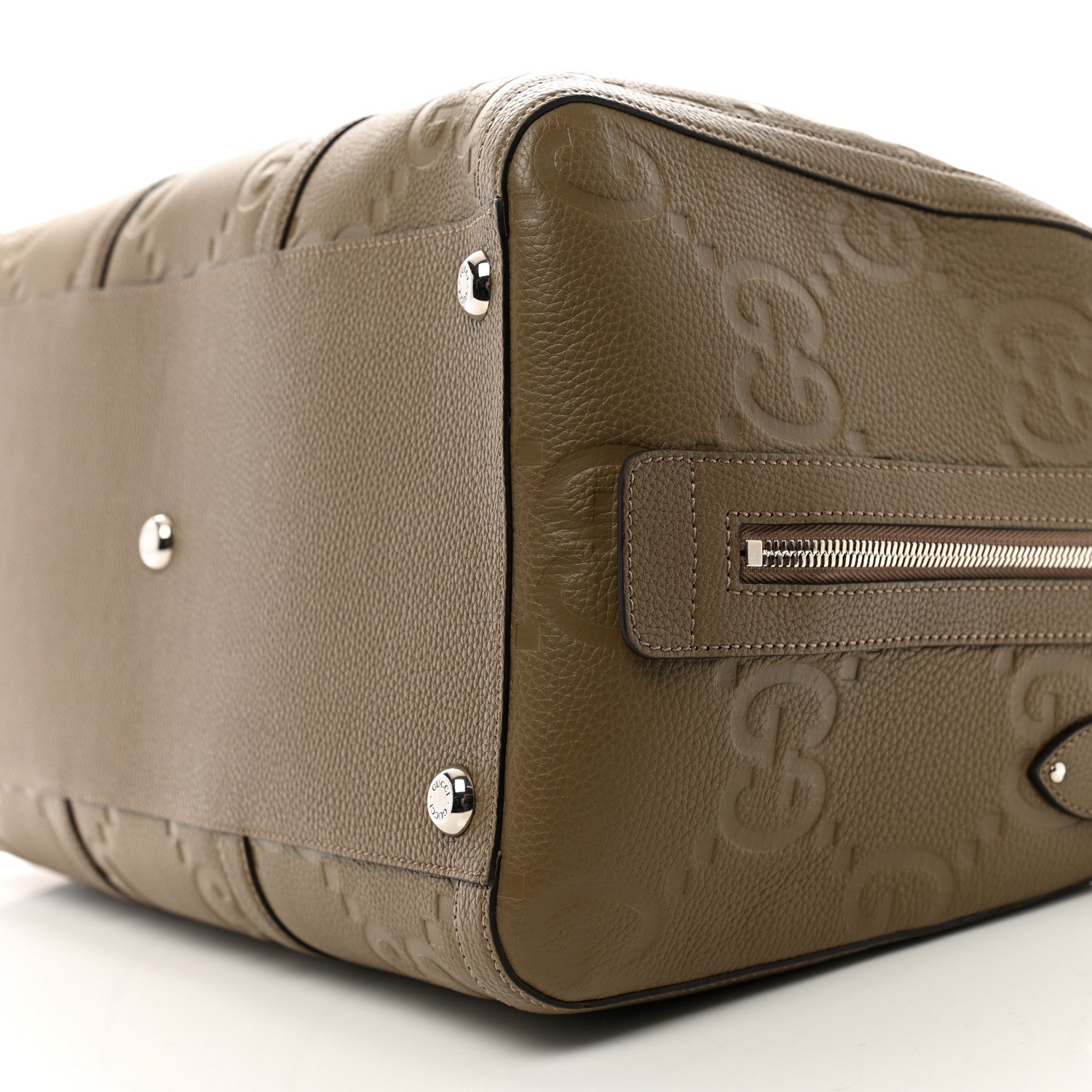 Gucci Piuma Calfskin Jumbo GG Embossed Large Duffle Bag Good Taupe 9 of 10