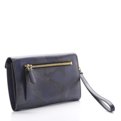 Prada Saffiano Camouflage Print Wristlet Wallet Royal 3 of 7