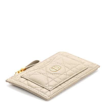 Christian Dior Supple Calfskin Cannage Caro Cosmos Zipped Card Holder Sand 7 of 16