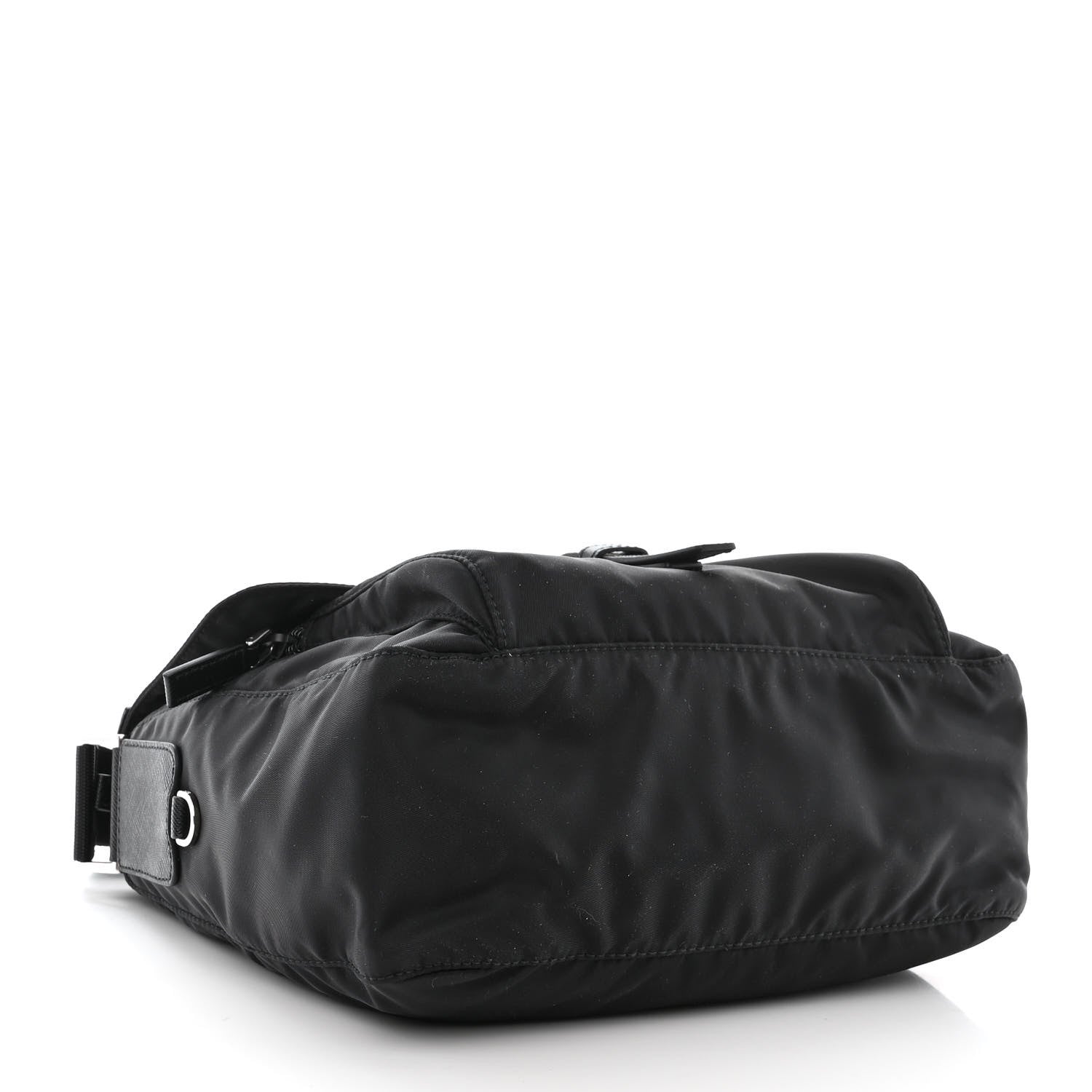Prada Re-Nylon Vela Saffiano Pocket Single Buckle Messenger Shoulder Bag Black 4 of 12
